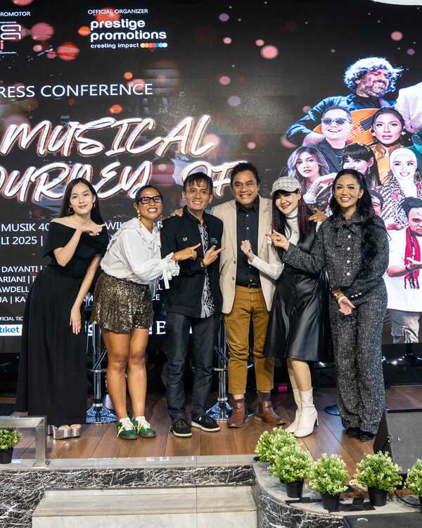 Jumpa pers kedua persiapan konser perayaan 4 dekade bermusik Dwiki Dharmawan bertajuk Konser The Musical Journey Of di Parle Senayan Park, Senayan, Jakarta, Kamis (31/7/2025).