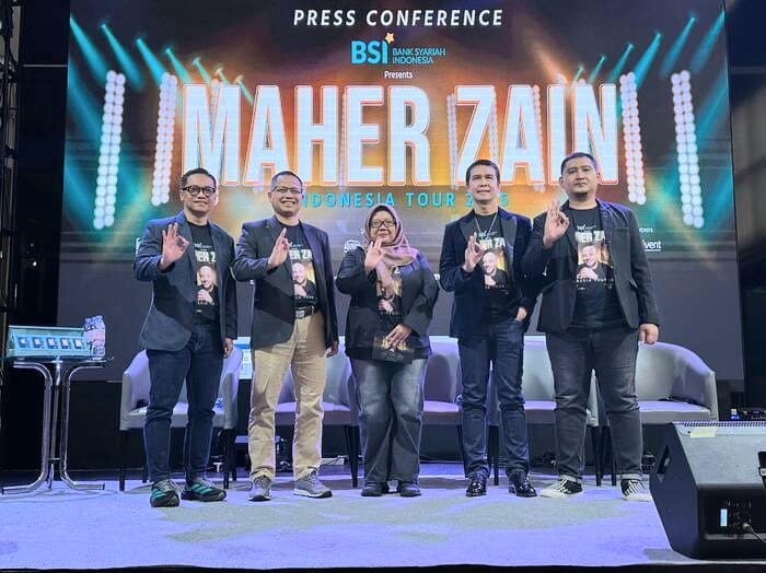Jumpa pers BSI Maher Zain Live in Concert: Indonesia Tour 2025 di Artotel Senayan, Jakarta, Selasa (9/9/2025).