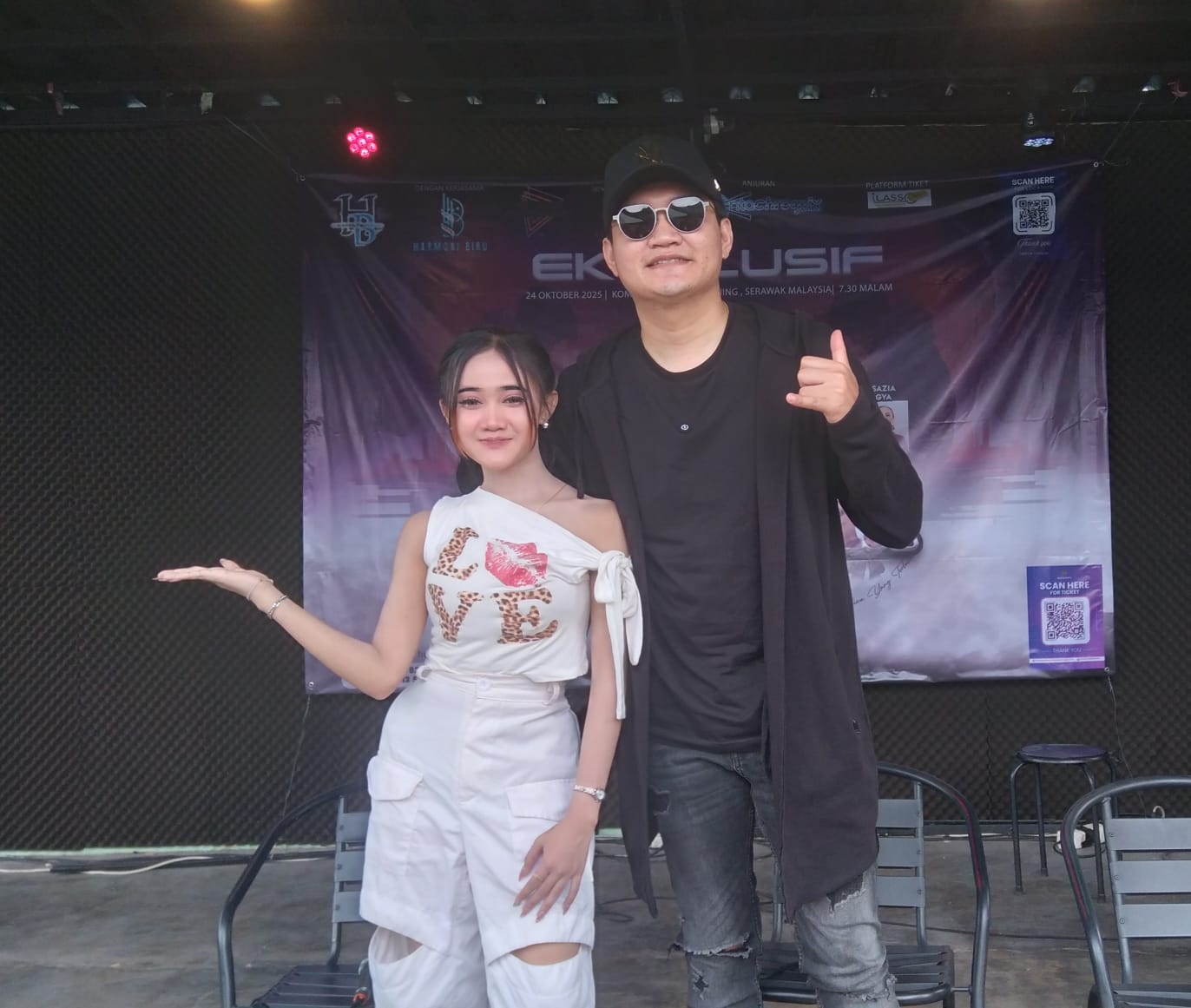 Rara Angelista dan Angga Candra saat jumpa pers persiapan Konser Eksklusif Patah Hati di SAKANI Cofee & Eatery, Cibubur, Jakarta Timur, Senin (15/9/2025).