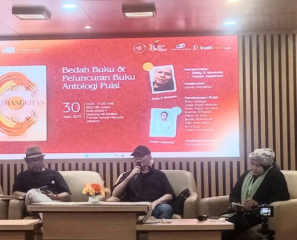 Acara Bedah Buku Puisi Film Kebangkitan di Taman Ismail Marzuki (TIM), Menteng, Jakarta Pusat, Senin (29/9/2025). (Foto - Istimewa)

