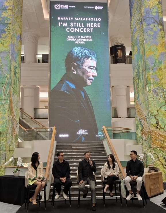 Jumpa pers Harvey Malaihollo I'm Still Here Concert di Plaza Indonesia, Jakarta, Senin (6/10/2025). (Foto - Istimewa)
