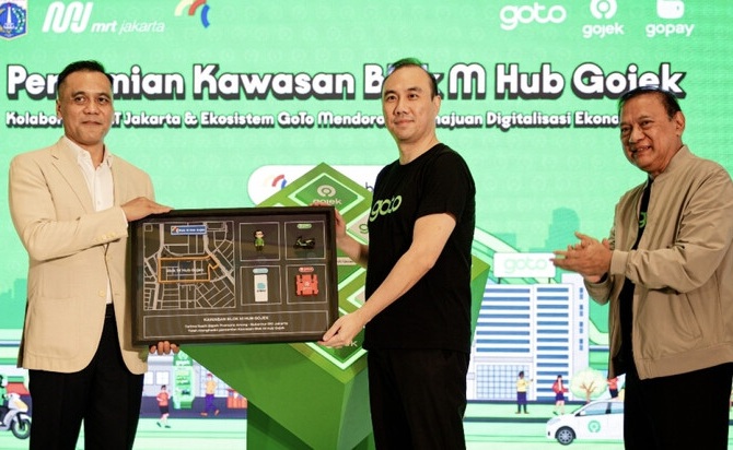 Peresmian kawasan Blok M Hub Gojek, hasil kolaborasi PT GoTo Gojek Tokopedia Tbk dan PT MRT Jakarta (Perseroda), Senin (9/2/2026).