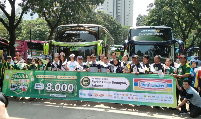 Pelepasan Mudik Bareng Indomaret 2026 di Parkir Timur Senayan, Jakarta Pusat, Rabu (18/3/2026). (Foto - Ign)