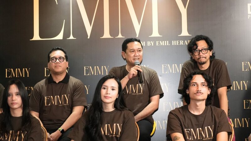 Jumpa pers syukuran film Emmy, garapan rumah produksi Denny Siregar Production, di Jakarta, Sabtu (27/3/2026). (Foto - @filmemmy)