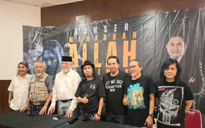 Jumpa pers Konser Musik Mahabbah Allah Pakem 9 di Gedung Pusat Perfilman H. Usmar Ismail, Kuningan, Jakarta Selatan, Senin (18/5/2026).