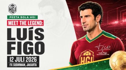 Legenda sepak bola Luís Figo akan datang ke Jakarta dalam event "Pesta Bola HGI 2026" pada 12 Juli mendatang. (Foto - HGI)