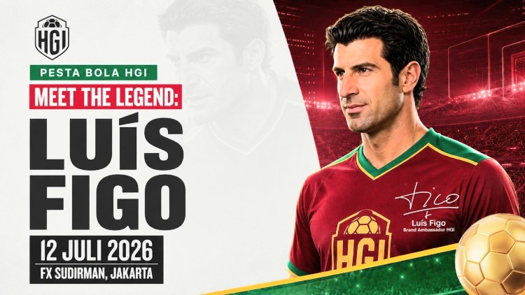 Legenda sepak bola Luís Figo akan datang ke Jakarta dalam event "Pesta Bola HGI 2026" pada 12 Juli mendatang. (Foto - HGI)