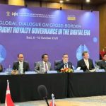Menteri Hukum Supratman Andi Agtas di acara Global Dialogue on Cross-Border Copyright Royalty Governance in the Digital Era di The Patra Bali Resort & Villas, Badung, Bali, Rabu (7/10/2026). (Foto - Istimewa)