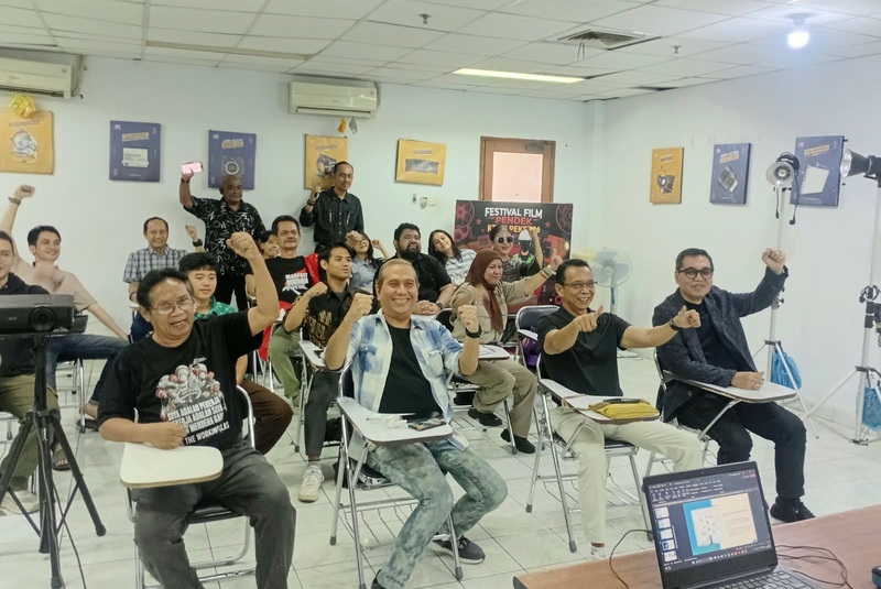 Kegiatan 'Workshop Short Movie Aksi Massa Menyampaikan Aspirasi’ di Studio Citra Film School, Gedung Pusat Perfilman H Usmar Ismail, Jakarta. (Foto: KD)