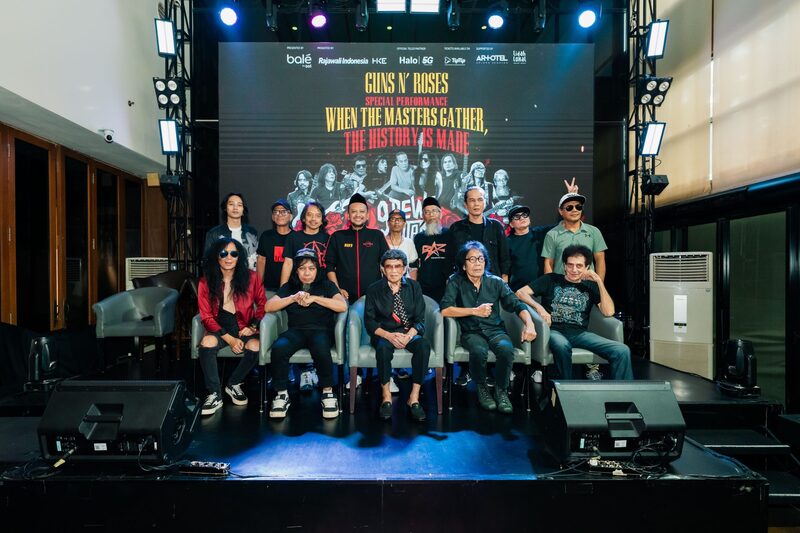 Jumpa pers Guns N' Roses Special Performance 9 Dewa Gitar di kawasan Senayan, Jakarta, Jumat (16/10/2026). (Foto - Istimewa)